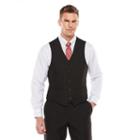 Men's Savile Row Striped Black Suit Vest, Size: Xl