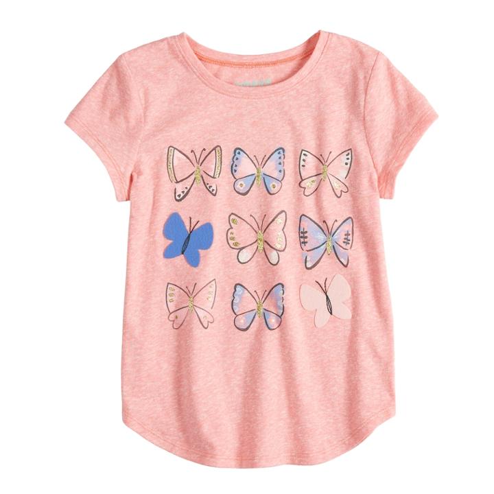 Girls 4-10 Jumping Beans&reg; Snow Nep Glitter Graphic Tee, Size: 7, Lt Orange