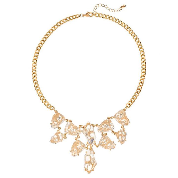 White Simulated Drusy Necklace, Women's