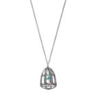 Mudd&reg; Silver-tone Beaded Bird Cage Long Pendant, Women's, Multicolor