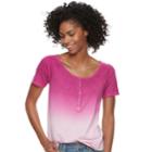 Women's Sonoma Goods For Life&trade; Raglan Henley Tee, Size: Large, Light Pink