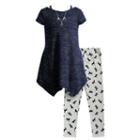 Girls 4-6x Youngland Mini Dress, Printed Leggings & Removable Necklace Set, Size: 5, Blue
