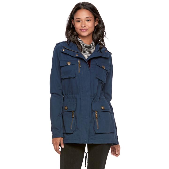 Madden Nyc Juniors' Military Detail Anorak Jacket, Teens, Size: Medium, Blue (navy)