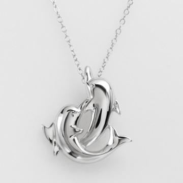 Jewelry For Trees Platinum Over Silver Dolphin Pendant, Women's, Grey