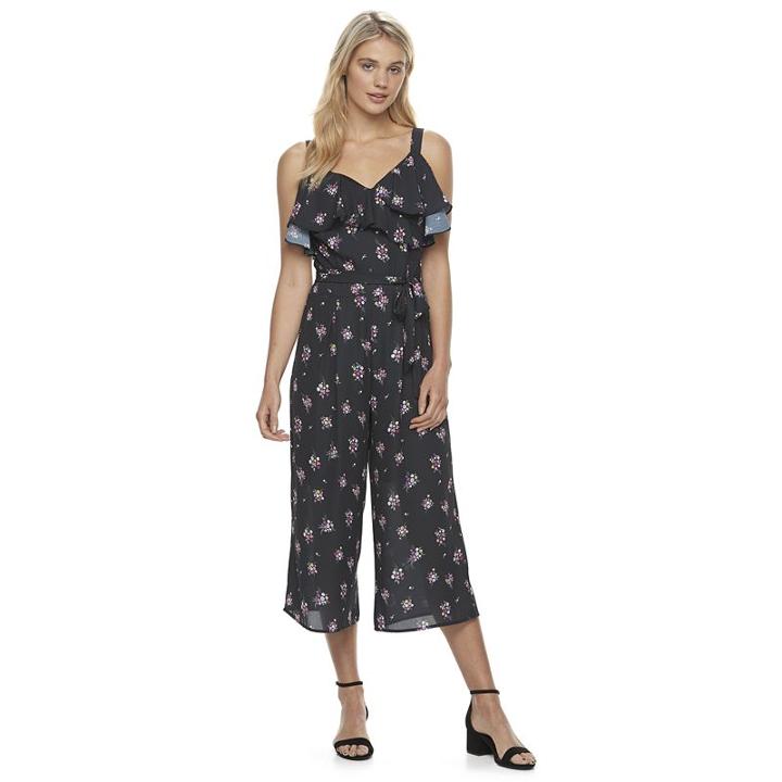 Juniors' Jolie Vie Double V Crop Jumpsuit, Girl's, Size: Xs, Ovrfl Oth