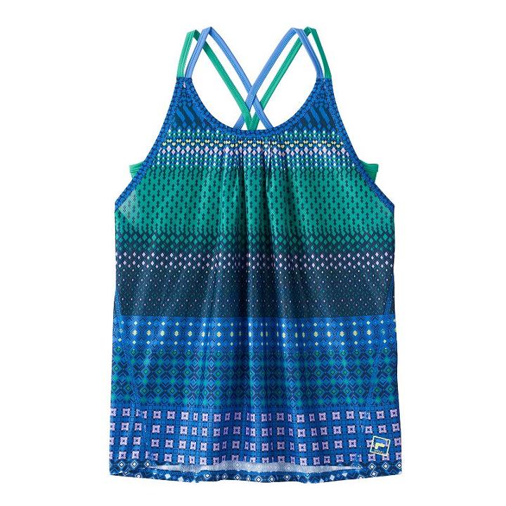 Girls 7-16 Fila Sport&reg; Solid Built-in Bra Patterned Tank Top, Girl's, Size: L(14), Med Blue