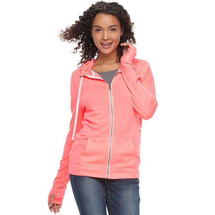 Juniors' So® Thumb Hole Zip-up Hoodie, Teens, Size: Xs, Brt Orange
