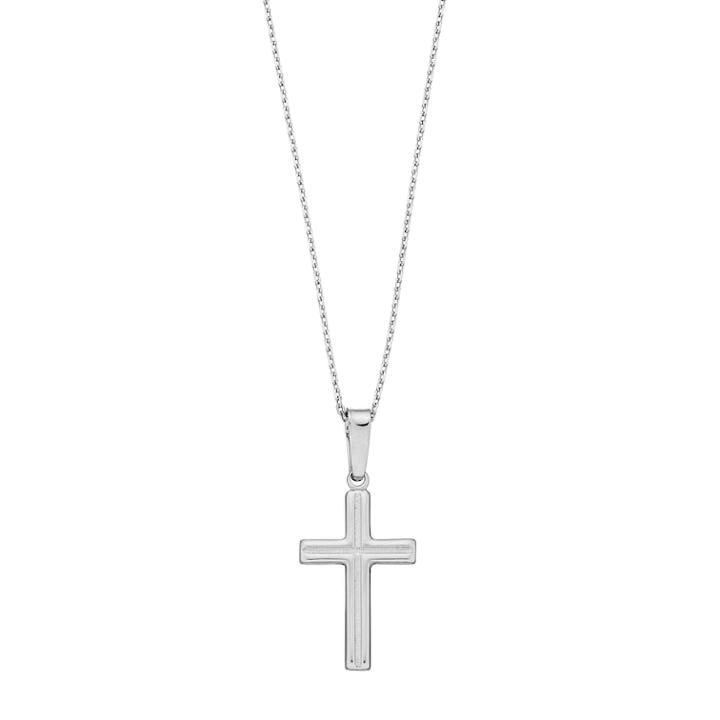 Sterling Silver Textured Cross Pendant Necklace, Women's, Size: 18, Grey