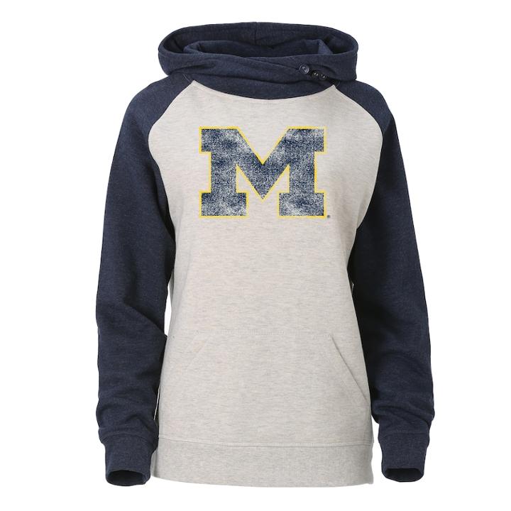 Women's Michigan Wolverines Redux Hoodie, Size: Large, Lt Beige