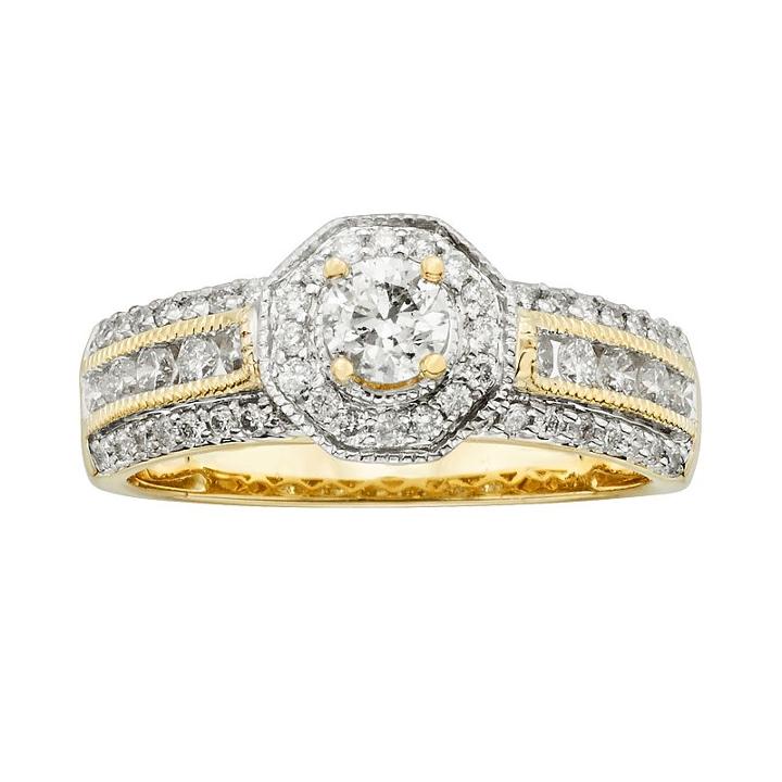 Round-cut Igl Certified Diamond Halo Engagement Ring In 14k Gold (1 Ct. T.w.), Women's, Size: 7, White
