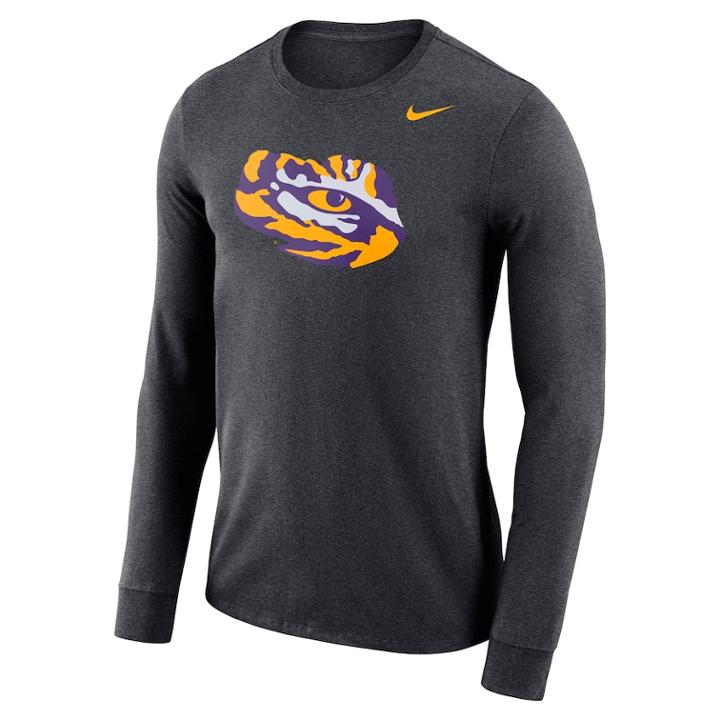 Men's Nike Lsu Tigers Dri-fit Logo Tee, Size: Large, Char