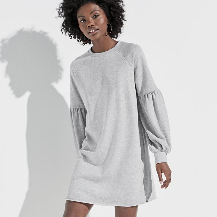 K/lab Bishop Sleeve Sweatshirt Dress, Girl's, Size: Medium, Grey