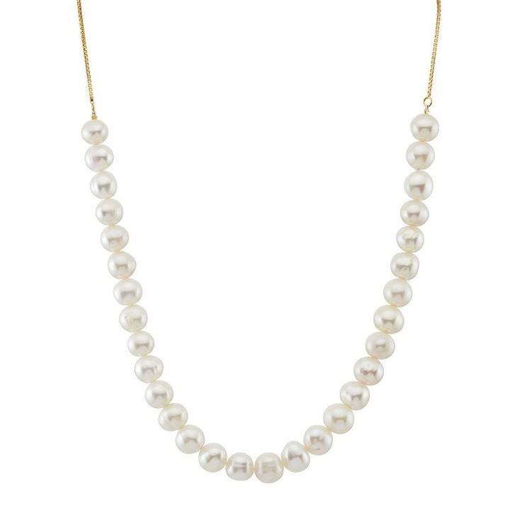 14k Gold Over Silver Freshwater Cultured Pearl Adjustable Necklace, Women's, Size: 22, White