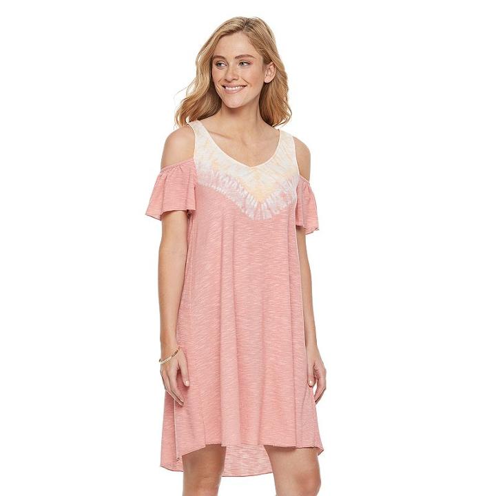 Women's Sonoma Goods For Life&trade; Cold-shoulder Tie-dye Dress, Size: Xl, Lt Orange