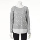 Women's Ab Studio Metallic Chevron Sweater, Size: Small, Light Grey