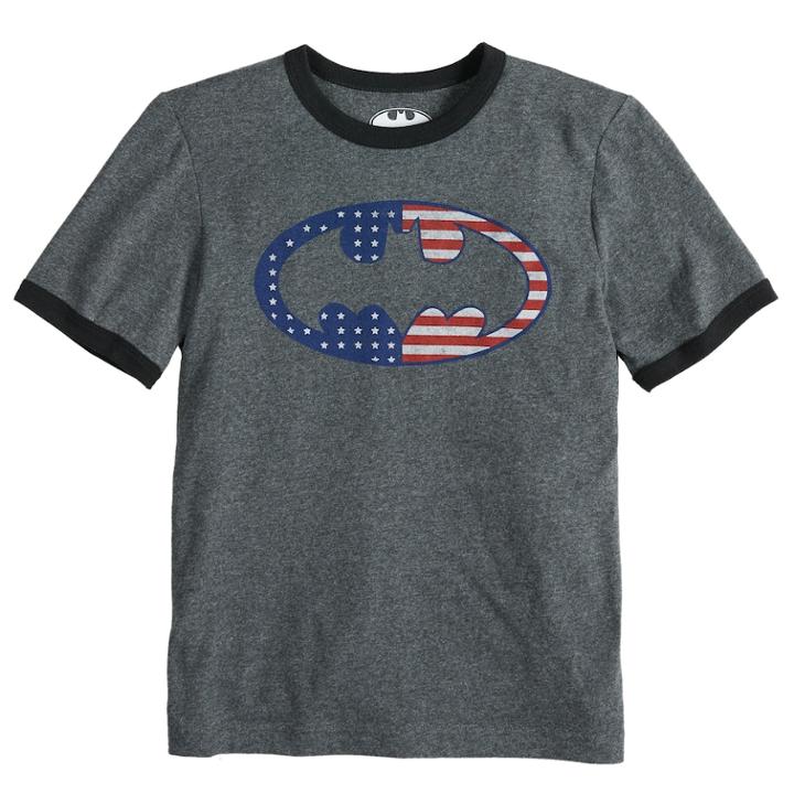 Boys 8-20 Dc Comics Batman Americana Tee, Size: Medium, Grey (charcoal)