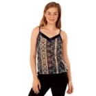 Juniors' Wallflower Velvet Trim Swing Tank, Teens, Size: Medium, Blue (navy)