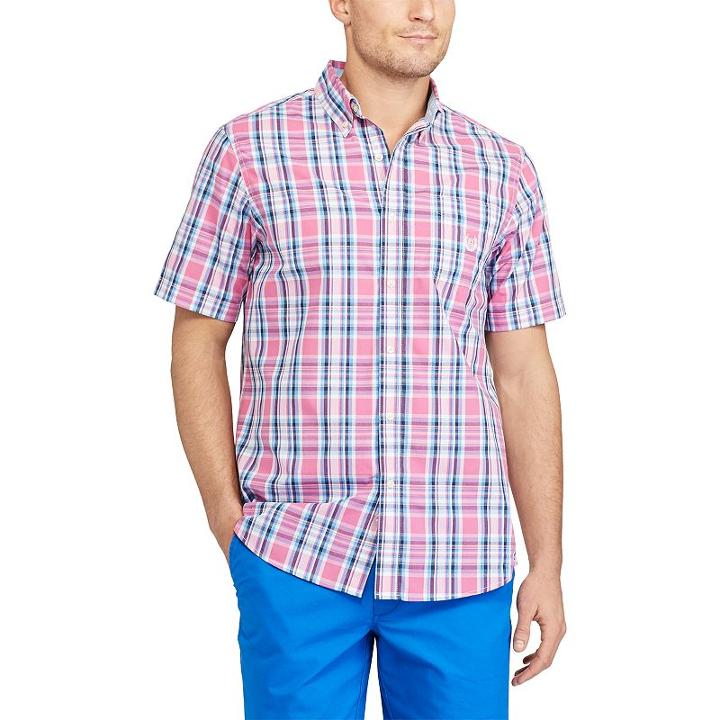 Men's Chaps Classic-fit Plaid Easy-care Button-down Shirt, Size: Xxl, Pink