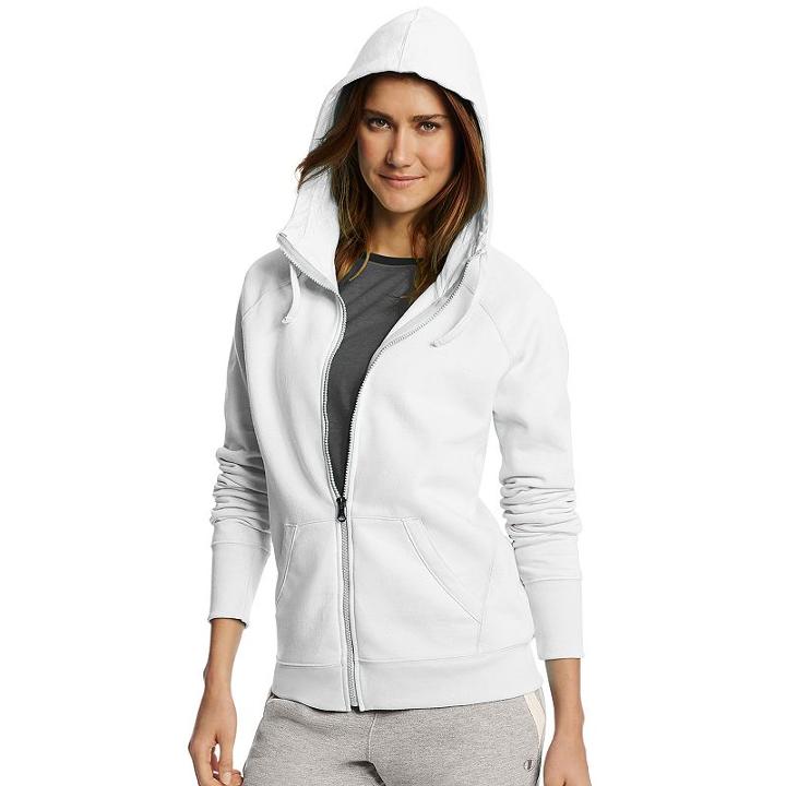 Women's Champion Fleece Full-zip Hoodie, Size: Large, White