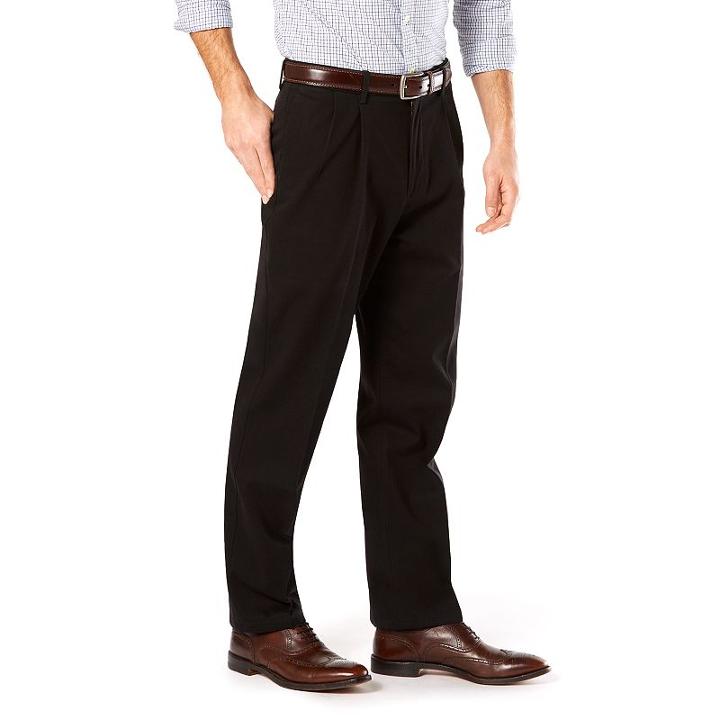Men's Dockers&reg; Classic Fit Signature Stretch Khaki Pants - Pleated D3, Size: 32x32, Black
