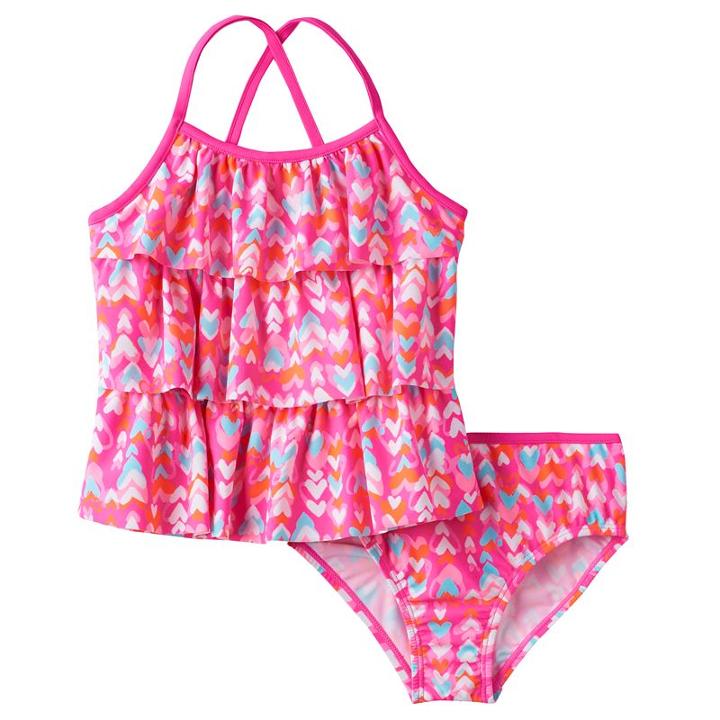 Girls 4-6x Oshkosh B'gosh&reg; Multi-heart Print Tankini Top & Bottoms Swimsuit Set, Girl's, Size: 6x, Purple