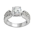Sterling Silver Cubic Zirconia Filigree Ring, Adult Unisex, Size: 10, Multicolor
