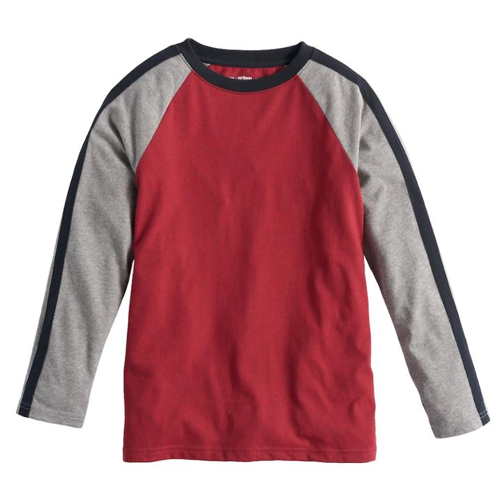 Boys 8-20 Urban Pipeline Striped Raglan Tee, Size: Medium, Med Red