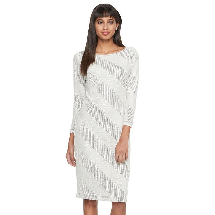Women's Sharagano Textured Stripe Sheath Dress, Size: 12, Natural