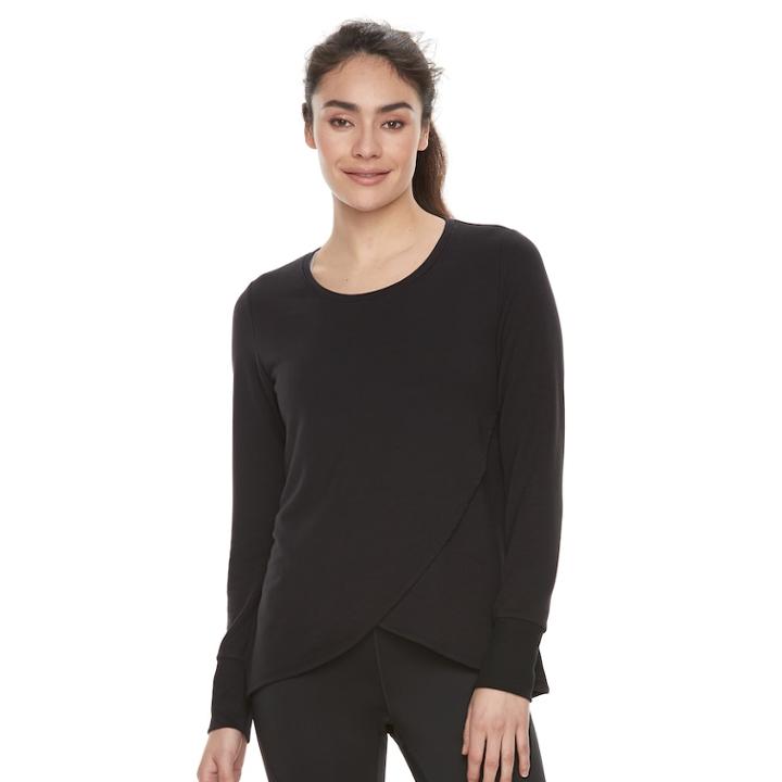 Women's Tek Gear&reg; Tulip Hem Long Sleeve Top, Size: Large, Black