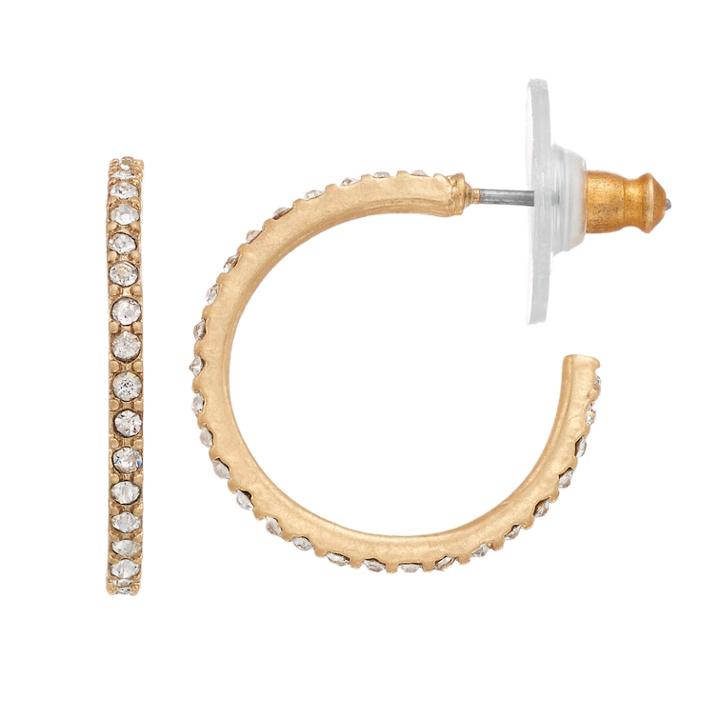 Simply Vera Vera Wang Gold Tone Simulated Crystal Hoop Earrings, Women's
