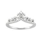 Sterling Silver 1/3 Carat T.w. Diamond Crown Ring, Women's, Size: 8, White