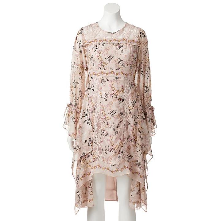 Women's Lc Lauren Conrad High-low Print A-line Dress, Size: Small, White