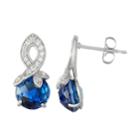 Sterling Silver Lab-created Blue & White Sapphire Swirl Drop Earrings, Women's