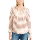 Women's Chaps Striped Hooded Tee, Size: Small, Red