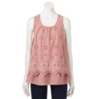 Women's Sonoma Goods For Life&trade; Layered Eyelet Tank, Size: Xl, Med Pink