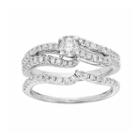 Igl Certified Diamond Swirl Engagement Ring Set In 14k White Gold (1 Carat T.w.), Women's, Size: 6.50