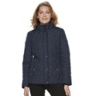 Women's Weathercast Faux-fur Trim Quilted Jacket, Size: Small, Blue