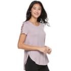 Juniors' Pink Republic Lace-up Short Sleeve Tee, Teens, Size: Medium, Lt Purple