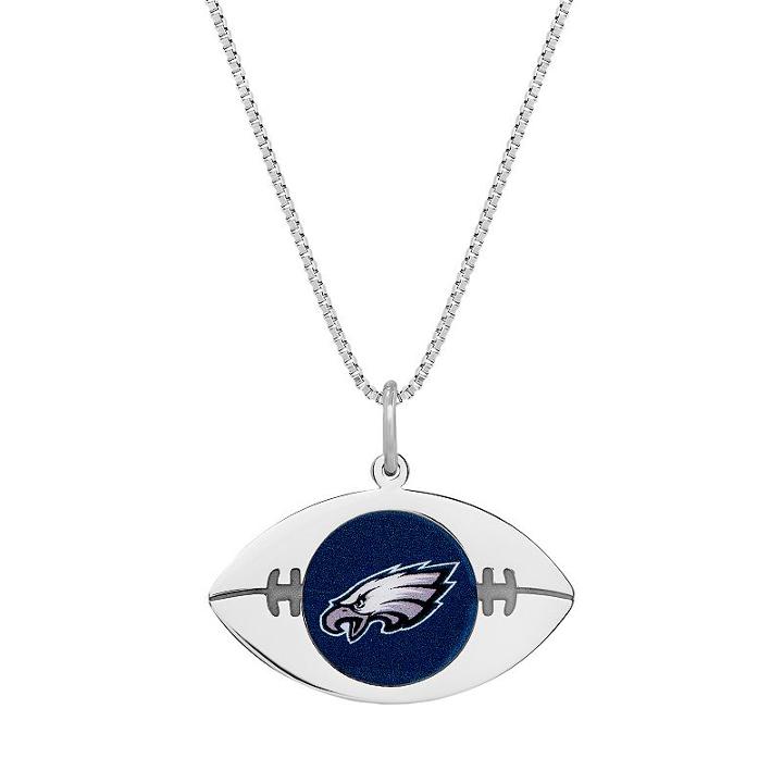 Sterling Silver Philadelphia Eagles Football Pendant Necklace, Women's, Size: 24, Grey