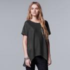 Women's Simply Vera Vera Wang Foil Shark-bite Hem Top, Size: Xs, Black