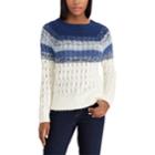Women's Chaps Striped Scoopneck Sweater, Size: Xl, Blue (navy)