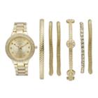 Folio Women's Crystal Watch & Bracelet Set, Size: Medium, Yellow