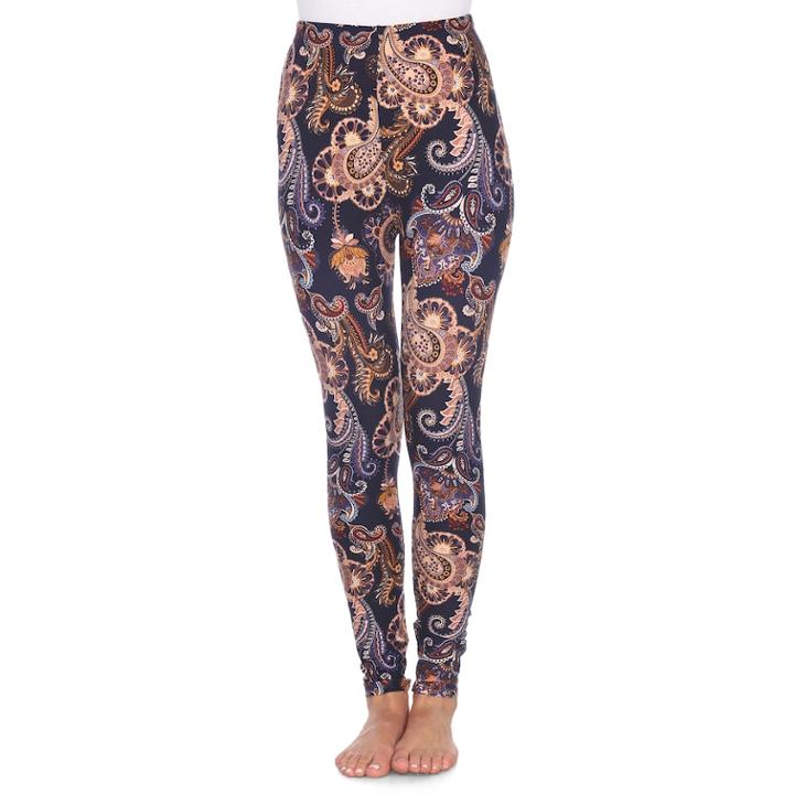 Women's White Mark Printed Leggings, Drk Purple