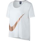 Women's Nike Swoosh Drop Shoulder Graphic Tee, Size: Medium, White