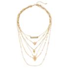 Long Layered Charm Necklace, Women's, Gold