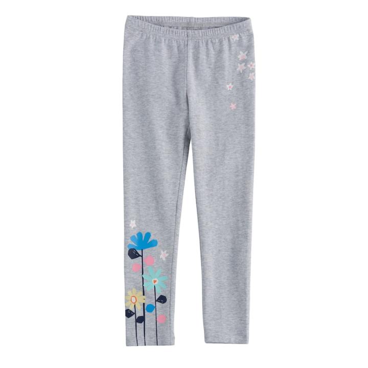 Girls 4-10 Jumping Beans&reg; Floral Graphic Leggings, Size: 7, Light Grey