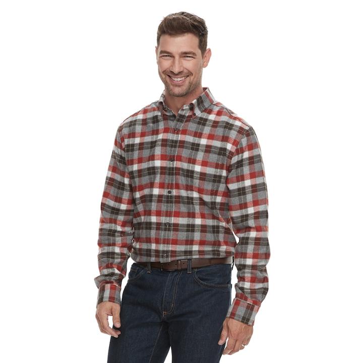 Men's Croft & Barrow&reg; Slim-fit Flannel Button-down Shirt, Size: Xl, Drk Orange