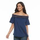 Women's French Laundry Crochet Off-the-shoulder Top, Size: Medium, Blue Other