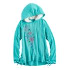 Girls 7-16 Mudd Side-seam Lace-up Sherpa Hoodie, Size: 12, Turquoise/blue (turq/aqua)