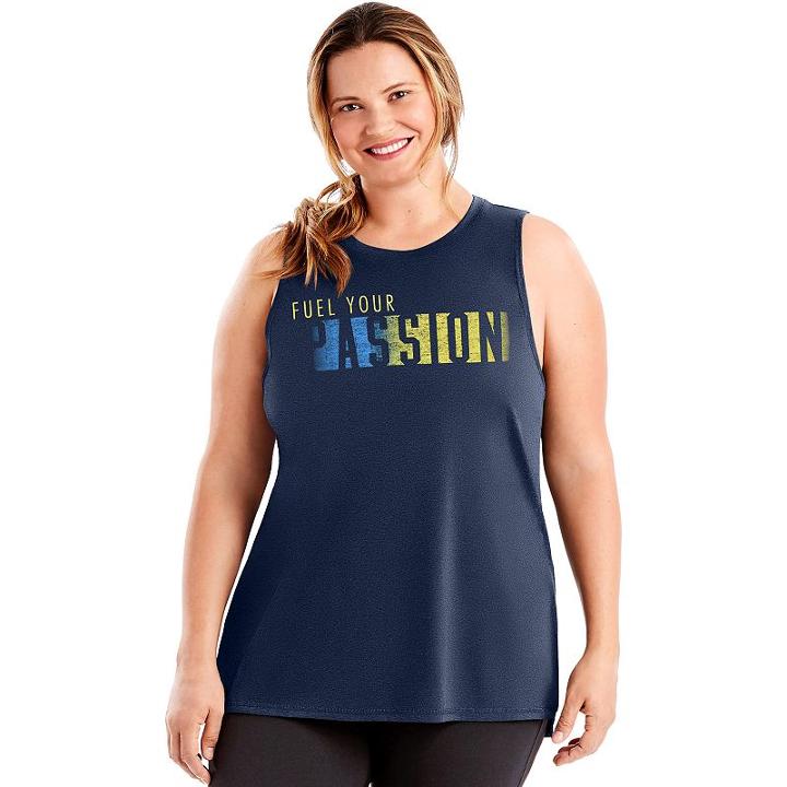 Plus Size Just My Size Graphic Muscle Tank, Women's, Size: 3xl, Blue (navy)